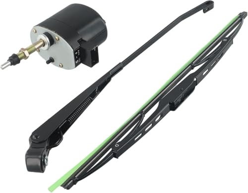 1 x 12 V Wischermotor Scheibenwischermotor mit 2 x 400 mm Scheibenwischer, Wischerblatt Scheibenwischer， geeignet für Traktor, Boot, Wohnmobil, Wischerblatt 105°