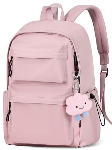 FIORETTO Damen Rucksack Schulrucksack für Mädchen Jungen, passt zu 15,6-Zoll-Laptop, mit Anti-Diebstahl-Tasche, ideal für Schule College Pendeln und Reisen Rosa