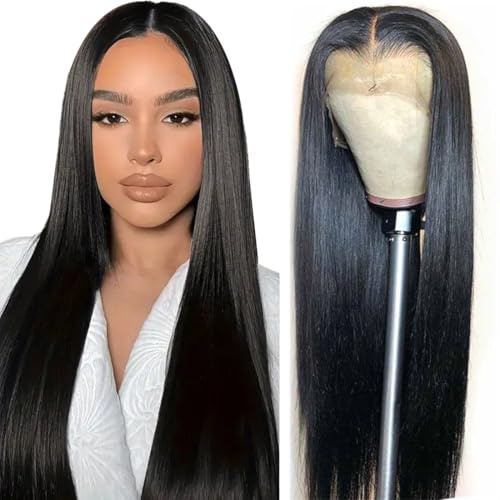 AOWVUTS 30 Pouces Perruque Cheveux Longues Droites 180% Densité 13x6 HD Lace Front Perruque Femme Naturelle Brésilien Perruque Sans Colle Cheveux Perruques en Dentelle Pre Plucked Glueless Wig