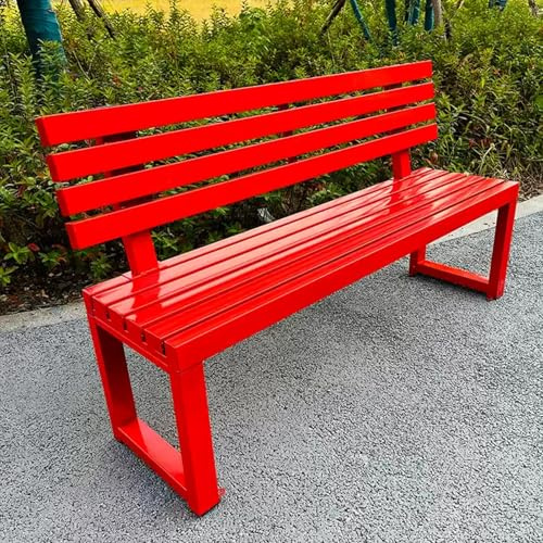 uofgcru Gartenbank mit Lehne Parkbank Massivholzbank Terrassenbänke, Wasserdichtes Metall Wetterfest Robust Stabil Langlebig Gartenmöbel, für Garten Veranda Hof Außenterrassenbank(Red - 40×150×85cm)