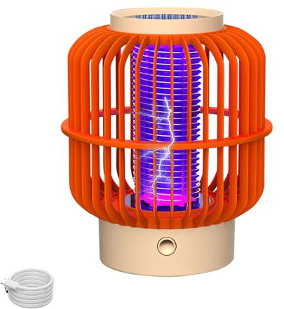 Insektenvernichter Elektrisch, 2 In 1 Mückenlampe Akku Mückenfalle Elektrisch Wiederaufladbarer Fliegenfalle Elektrischer Insektenlampe Innen Mückenschutz mit LED-Licht für Innen/Außen (Solar-B)