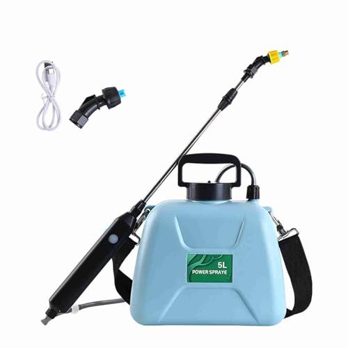 Garden Sprayer 5L, Shouldered Sprinkler with Telescopic extensi rod Handheld Electric Plant Spray Bottle Atomizing Watering Bottle, for Car Cleaning Pesticides Insecticides (Blue)
