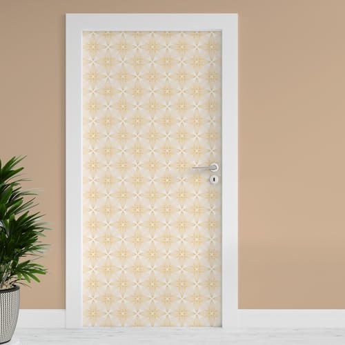 Finest Folia Türfolie 90x200 cm Türtapete Türposter Folie für Tür Wohnzimmer Kinderzimmer Küche Türaufkleber Bad Aufkleber selbstklebend (TF02-39 Geometrisches Blütenmuster)