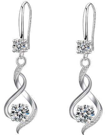 Damer örhängen silver 925 hängande hjärta zirkon månsten smycken örhängen i 925 sterlingsilver gåvor för kvinnor mamma kvinnor bästa vän födelsedag