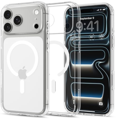Spigen Ultra Hybrid MagFit Case for iPhone 17 Pro Max - Clear White | MagSafe Compatible, Anti-Yellowing Crystal Clarity, Patented Air Cushion, MIL-STD-810H Military-Grade Drop Protection