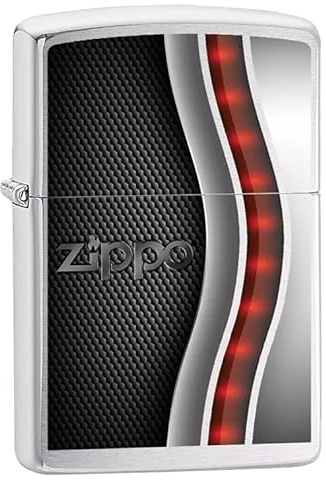 Zippo Accendino da tempesta – rosso e nero, cromato spazzolato, colore immagine, ricaricabile, riutilizzabile, design antivento, confezione regalo – Made in USA