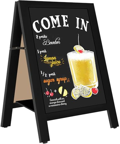 VAIIGO Chalkboard Magnetic A-Frame Chalk Board Signs 43x65cm, Double-Sided Blackboard Pavement Board Menu Board with Built-in Shelf, Chalkboards A Board Sign for Outdoor Business, Advertising, Wedding