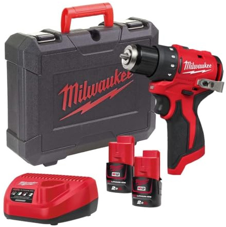 Milwaukee M12BLDDRC-202C 12V Brushless Compact Drill Driver with 2X 2.0Ah Batteries