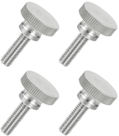 QUARKZMAN 4 Stück 304 Edelstahl Rändelschrauben M6 x 20mm, Flache Rändelschraube mit Vollgewinde, Rändelkopf Handschrauben Set für Industrie Haushalt Mechanische Teile Elektronische Geräte