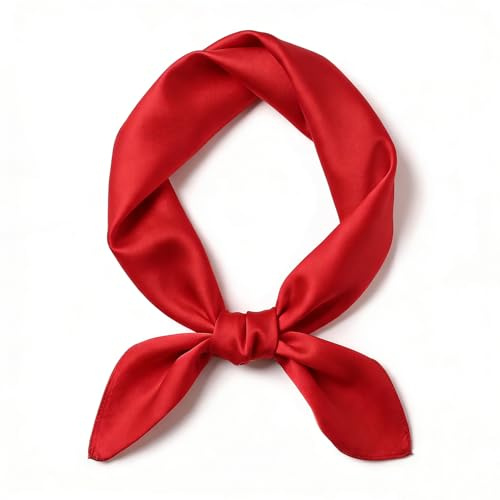 Halstuch 70x70cm Seidentuch Optik Elegant Schal Rot Quadratisch Satin | Kopftuch Sommer Accessoires, Alltag Büro Geschenk, Leicht Halstücher Tuch, Rotes Tuch Damen Geschmack Textil Ware