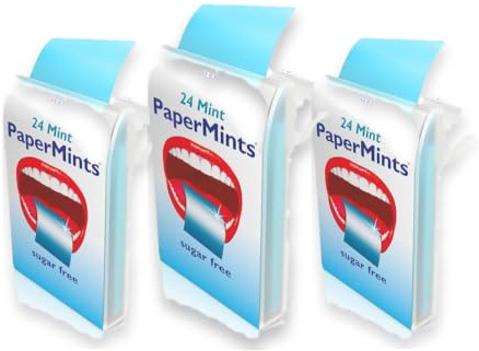 PaperMints – Boîte de 24 Feuilles de Menthe – Fondent Instantanément sur la Langue – Haleine Fraîche Immédiate – Sans Sucre – Zéro Calorie – 3 boites de 24