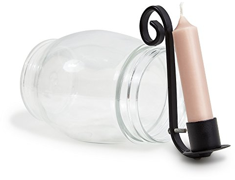 achilles Kerzenständer für Stabkerzen, Kerzenhalter zum Einhängen, Kerze im Glas, Deko, Kerzenhalter für Windlicht, Tischdeko, Vintage-Optik, 13,5 cm x 7,5 cm x 4 cm (Schwarz)