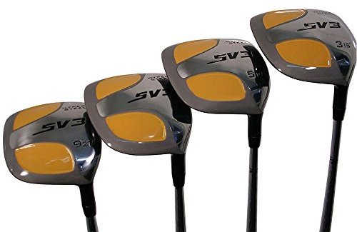 Senior herr SV3 gul fyrkantig Fairway 3 5 7 9 träset golfklubbar, högerhänt flex med storlek svart Pro sammetgrepp