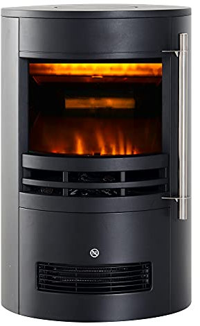 HOMCOM Camino Elettrico da Terra Potenza 900W/2000W con Effetto Fiamma 41 x 41 x 64.5cm Nero
