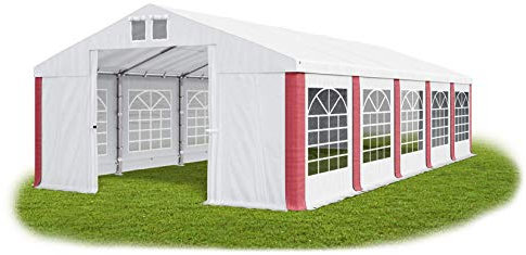 Das Company Tente de fête Blanc-Rouge 5x10m l'epreuve de l'eau 560 g/m2 La toille PVC Construction Summer