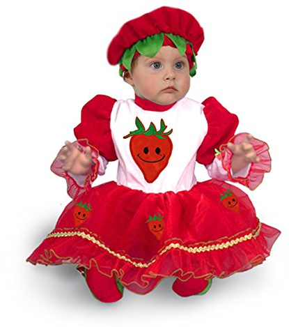 Pegasus Disfraz de fresa para bebé, vestido de carnaval rojo (10-12 meses)