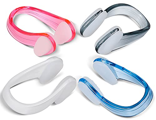 SAVITA 4 Stück Schwimmen Nase Clip wasserdichte Nasenklammer Nasenclip Nasenschutz für Kinder und Erwachsene (4 Farben)