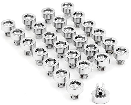 50 Stück Chrom-Silber-Radfelgennieten, Muttern mit 7,5 mm/0,3 Zoll Loch, Ersatz-Kunststoffnieten