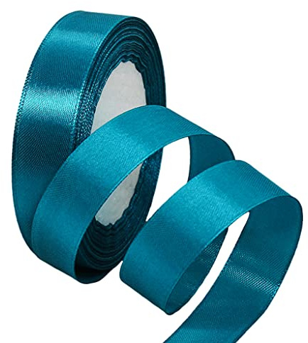 22m Satinband Geschenkband Pfauen Blau 20mm Breit,Seidenband Blau Schleifenband Satin Dekoband Geschenkverpackung Deko Band Stoffband für Halloween Weihnachten Hochzeit Taufe Geburtstag DIY-Handwerk