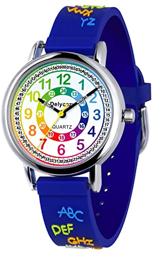 Delycazy Orologio Bambina Bambino, 12 e 24 Orario Movimento al Quarzo Orologio per Bambini, Regalo per Ragazze Ragazzi 4 5 6 7 8 9 10 Anni