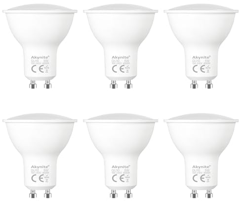 Akynite Leuchtmittel GU10 LED 5W Neutralweiß 4000K 500LM, 120 Grad, AC 230V, 50mm MR16 GU10 50W Halogen ersatz, Nicht Dimmbar, LED Einbaustrahler 4000k 220V für Bad Küche, 6er-Set
