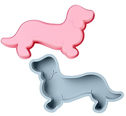 CANDeal 2 Stück Dackel Hund Form Silikonformen Für DIY Handwerk Schlüsselanhänger Polymer Clay Form Halskette Epoxid Anhänger Schmuck Harz Basteln Rucksack Kuchen Dekoration Fondantform