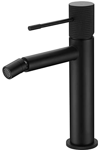 IMEX - Grifo monomando bidé, Griferia baño WC, agua fria/caliente - Serie LINE Negro Mate - BDD038-2NG