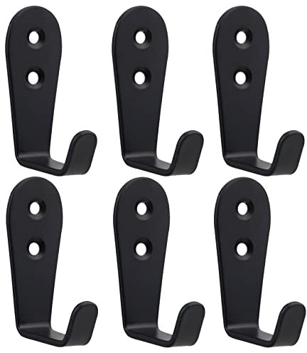 Mokife Ganchos Percheros Pared 6 Piezas, Grande Metal L Gancho Individual Moderno Gancho Acero Inoxidable Ganchos para Abrigos Resistentes, Negro