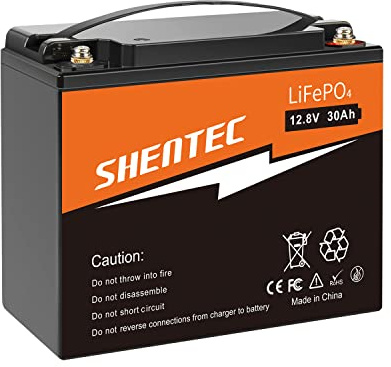Shentec Batería LiFePO4 12V 30Ah batería de litio recargable con más de 3000 veces de ciclo profundo y protección BMS para sistemas de señalización, sistema solar, marina, autocaravana