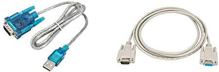 AKYGA AK-CO-02 Adapter USB A 2.0 auf RS-232 DB9 D-Sub 9 Polig Konverter Kabel 1m & AK-CO-01 RS-232 Kabel DB9 D-Sub 9 Polig Adapter Stecker auf Buchse 2 m