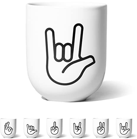 | I LOVE You in sign language | Mug with hand signs | Matte porcelain mug | Perfect coffee mug or tea cup | Great gift (I Love You)