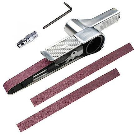 LSLANSOON Mini Air Belt Sander, Pneumatic Handheld Angle Grinder Tool for Wood Metal Sanding Grinding (520x20mm)