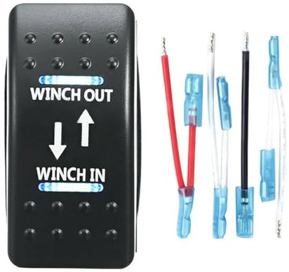 Interruttore a bilanciere ingresso/uscita verricello Interruttore a levetta a bilanciere LED blu a 7 pin 12V-24V ON OFF ON Compatibile con tutte le auto, camper, SUV, ATV