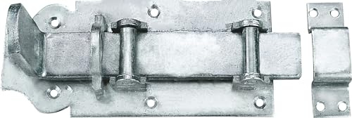 Connex Rollen-Schlossriegel – verzinkt – 180 x 80 mm – Türriegel | Mit flachem Griff und Schlaufen – Stalltür-Rollen-Schlossriegel – Schlossfalle – Schiebeschloss – Türschloss – verzinkt