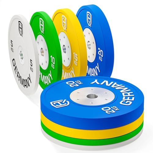 HQ Germany® Hantelscheiben 50mm [Set/Paar 5-25kg] - Wettkampf Vollgummi Bumper Plates 100kg - Hantelscheiben Set 50mm, Gewichtsscheiben, Gewichte, Weight Plates nach IWF Standard