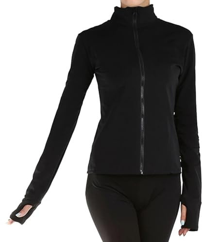 LIUHUO Giacca da allenamento per pattinaggio artistico da ragazza, elegante e ventilata, nero, Medium