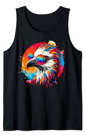 Coole Batik-Sekretär-Sonnenbrille Vogel Illustration Kunst Tank Top