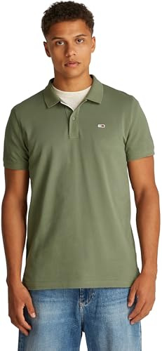 Tommy Jeans TJM Slim Placket Polo EXT S/S Polo Men's, Green (Aruba Green), XXL