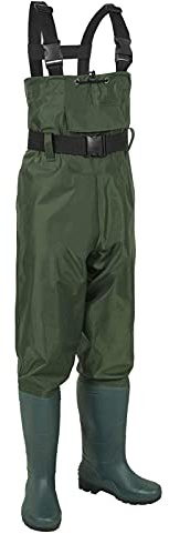 Trampolieri da Pesca con Stivali Impermeabili, Pantaloni da Pescatore Uomo Donna, Nylon PVC Waders Pesca Traspirante con Tasca e Cintura, Trampolieri da Caccia Pesca Agricoltura Wader da Pesca