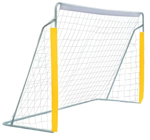 FUNJEPE Porta da calcio portatile da 2,4 m in acciaio, per attività all'aperto, giardino, allenamento, con rete da calcio antimuffa e borsa nera per il trasporto, 240 cm