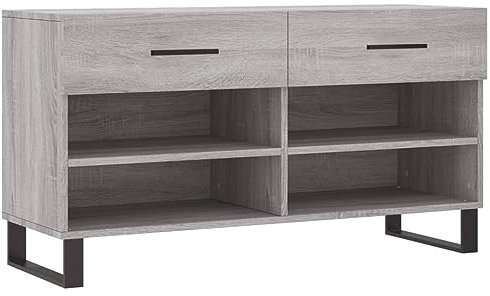 HETFTJN Flurschrank Schmal Schuhschrank Schmal Camping Schrank Mehrzweckschrank - Schuhbank Grau Sonoma 102x35x55 cm Holzwerkstoff für Hauswirtschaftsraum Garderobe Schlafzimmer Wohnbereich