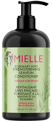 Mielle Rosemary Mint Strengthening Leave In Conditioner for Curly Hair - Hydrating Hair Moisturiser Infused with Biotin to Soften, Protect & Boost Shine, 355 ml (Pack of 1)
