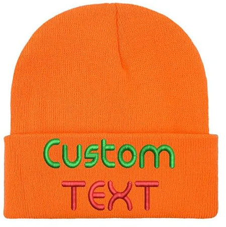 Anpassad mössa för män kvinnor personlig broderad namn text mössa designa din egen anpassade stickad mössa, Orange, M-XXL