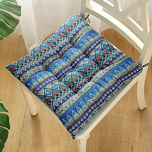 Hixingo Geometric Print Soft Cotton Kitchen Chair Cushions, Dining Chair Cushions for Armchair Seat Pad For Garden (Blue, 40x40cm)