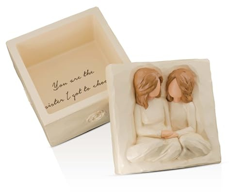 Eremaoy Best Friend Birthday Gifts for Women, Sister Jewelry Keepsake Box | Hand-Painted, Hidden Message Inside, Birthday Christmas Friendship Gift for Bestie Female BFF, Resin Trinket Box