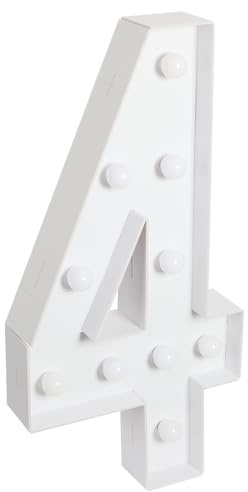 Leuchtzahlen LED Zahlen Lampe, 3D Leuchtzahlen Groß Dekolicht Leuchtende Zahlen - 0/1/2/3/4, Warmes Licht Dekoration, Leuchtbuchstaben für Geburtstag Party Hochzeit Bar Dekoration (4)