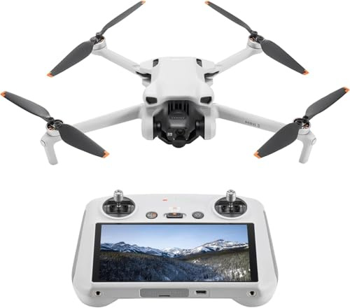 DJI Mini 3 (DJI RC) – Mini Drone Caméra Léger avec Nacelle Mécanique à 3 Axes, Vidéo 4K HDR, Temps de Vol de 38 Minutes, Transmission Vidéo jusqu’à 10 km, Prise de Vue Verticale, Retour Intégré, C0