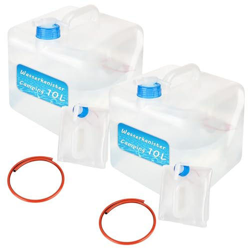 bssmmai 2 Piezas Garrafa Agua con Grifo, Deposito Agua Camper, Deposito Agua, Bidon Agua 10L, Garrafa Plegable Camping al Aire Libre Senderismo Emergencia