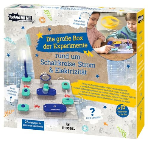 moses. FenoMINT Den stora lådan för experiment runt kretsar, el och el, elenergi experimentlåda för barn, gör-det-själv kretsloppsbyggsats, pedagogiska leksaker från 8 år