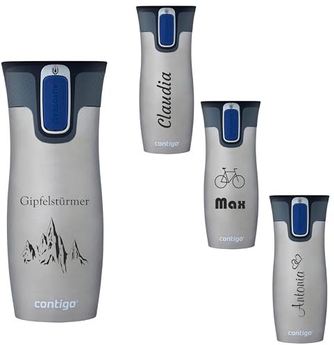 Contigo Thermobecher West Loop Autoseal mit Gravur, Edelstahl Isolierbecher, Reisebecher, Kaffeebecher to Go, auslaufsicher (Stainless Steel)